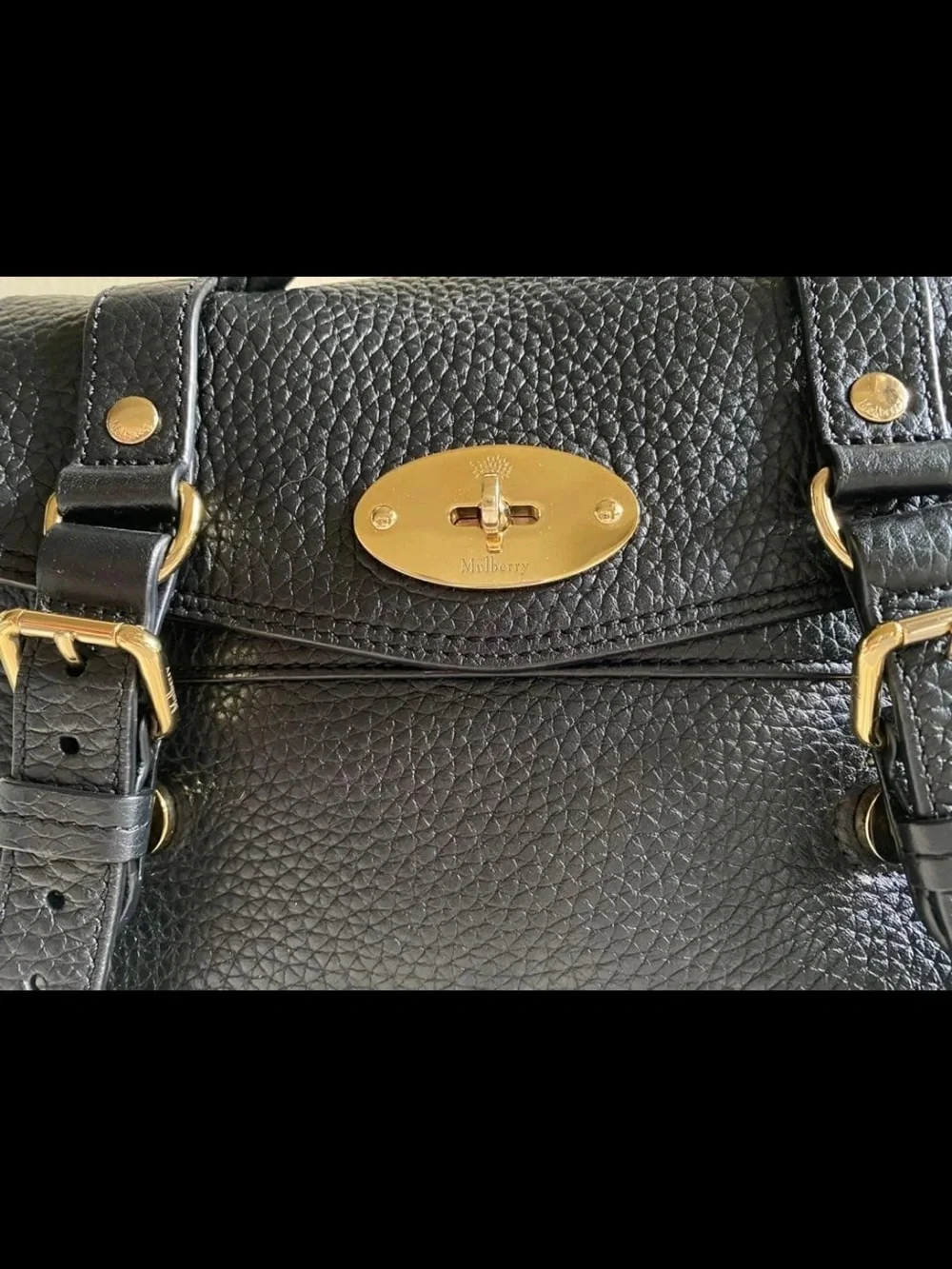 Mulberry Black Textured Leather Satchel with Braided Top Handle